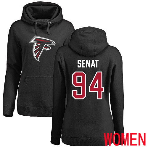 Atlanta Falcons Black Women Deadrin Senat Name And Number Logo NFL Football #94 Pullover Hoodie Sweatshirts->atlanta falcons->NFL Jersey